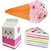 Bingole Kawaii Jumbo Slow Rising Squishies Ice Cream Cone Milk Box Rainbow Cake Charms Stress Relief Toys Hand Pillows Decorations Toy Kids Toys Gift Fun Large (Pack of 3Pcs)