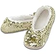 Snoozies Ballerina Bling Metallic Shine Women Slippers | Sequin Socks with Grippers
