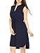 Allegra K Women's Sleeveless Drawstring Tie Waist Dress with Pockets Blue M