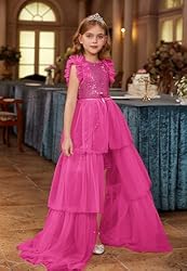 GRACE KARIN Girls Hot Pink Dress Size 8 Sequin