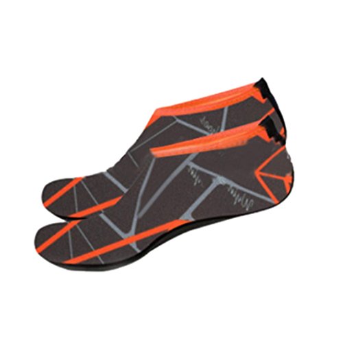QingFan Men Women Outdoor Water Sport Diving Swim Socks Yoga Socks Soft Beach Shoes (Gray, US:5.5-6) - Thumbnail 2