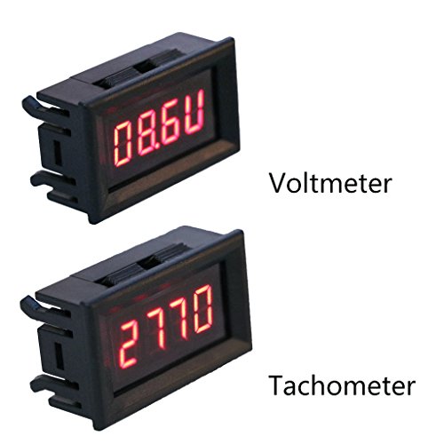 Xumeili 2 in 1 LED Tachometer Gauge Digital RPM Voltmeter for Auto Motor Rotating Speed