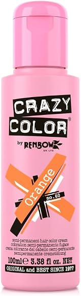 Crazy Color Orange 60 Semi Permanent Hair Dye Cream 100ml Renbow