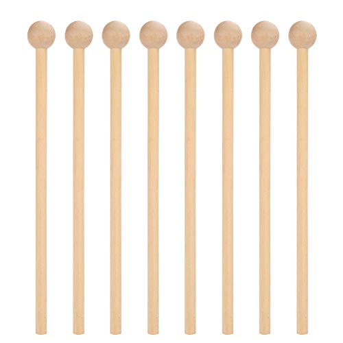 BKpearl 8 Pcs Wood Mallets Percussion Sticks, 8 Inch Drum Sticks Drumsticks or Glockenspiel, Xylophone, Chime, Woodblock, and Bells