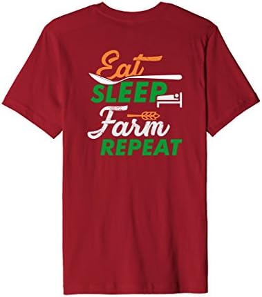 Mens Eat Sleep Farm Repeat Ag Apparel T-Shirt Farmer Novelty Gift 2XL Cranberry
