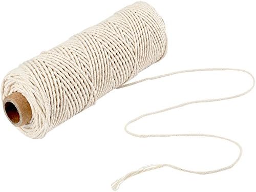 2mm Macrame Cotton Cord, Plant Hanger Wall Hanging Crocheting Bohemia Dream Catcher DIY Craft Knitting - 100 Meter Soft Undyed Natural Color Twine String
