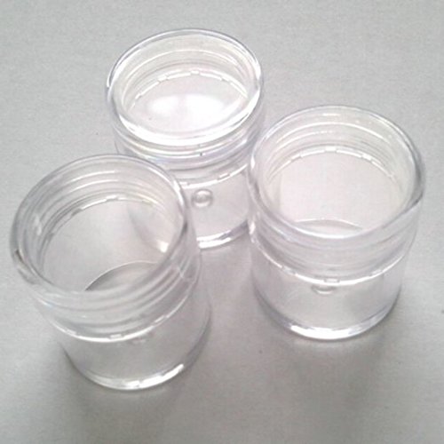 Healthcom New, Empty, Clear, 10 Gram Plastic Pot Jars, Cosmetic Containers for Eyshadow Makeup Nail Powder(50 Pcs)