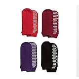 Yoga Socks Non Slip Skid Pilates Barre Ballet 4 Pack Socks with Grips Cotton For Women
