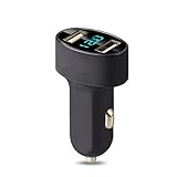oulin's Dual USB Car Charger,LED Voltage Display Car Charger,10.5W/2.1A Total Output,PowerDrive 2 for iPhone, iPad, Smartphone,Mp3,GPS,Dashcam(Gray)