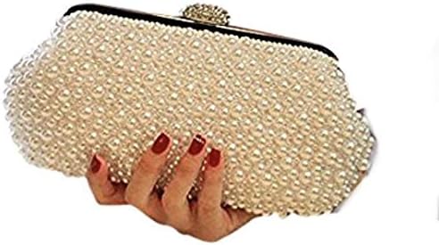 Amazon Lolibox キラキラ リボン パール ビーズ クラッチバッグ 2way 結婚式 謝恩会 入学式 卒業式バック パーティーバッグ ビーズ ベージュ パーティーバッグ