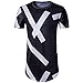 COTTORY Men's Hipster Hip Hop Short Sleeve Longline T Shirt Mussy Stripe Medium