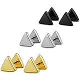 FIBO STEEL Mens Womens Stud Earrings Stainless Steel Earring Piercing 7mm Triangle