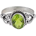 Natural Peridot Gemstone 925 Sterling Silver Handcrafted Boho Bezel Set Jewelry Ring Size 7, August Birthmonth Ring For Women & Girls, Peridot Silver Jewelry, Ring For Her, Healing Gemstone Ring