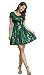 Women Halloween Skater A-Line Costume Scaled Mermaid Short Sleeve Dresses Green 2XL