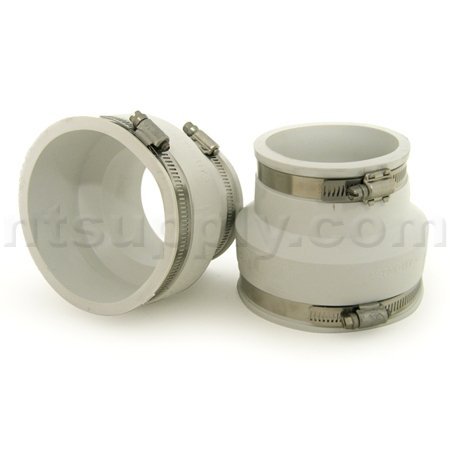 6" X 4" Flexible PVC Coupling for 6" Fan Mounting - White, 2-Pack