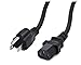 ClearMax 15 Feet Universal Power Cord Replacement, 18AWG AC Power Cable, 3 Prong Extension Cord for PC or Monitor, UL Approved, Black
