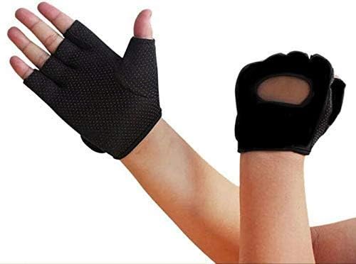 Xfinity Fitness Nylon and Mesh Fitness Rubber Grip Weight Lifting Gym Gloves with Wrist Support (Black)