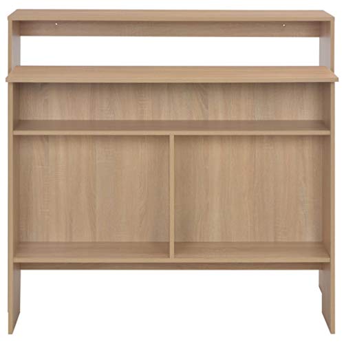Festnight Bartisch mit 2 Tischplatten | Stehtisch Bistrotisch Bartheke | Tresentisch im Eichenoptik 130 x 40 x 120cm Spanplatte, Eichenbraun – Bild 6