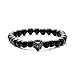 JOYA GIFT Black 8mm Round Beads Bracelet Set for Men Crown Tiger Head Charm Handmade Jewelry