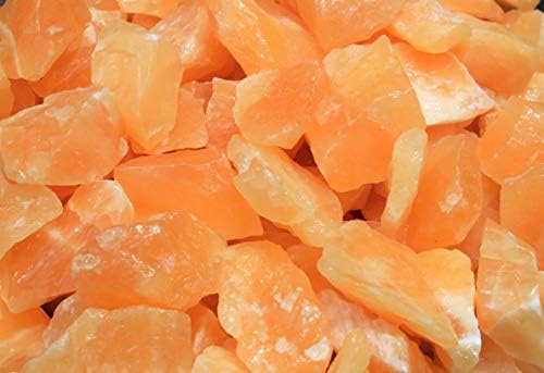 Rainbowrecords239 - Natural Rough Orange Calcite - 1/2 Lb Bulk Lots of Raw Stones, Rocks, Minerals for Tumbling, Cabbing, 8 Ounces