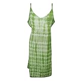 Mogul Womens Green Butterfly Embroidered Casual Tie-Dye Beach Wear Strappy Dress