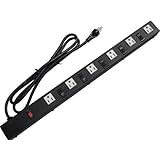 24" 6 Individually Switched Outlet Metal Power Strip. 2066MN