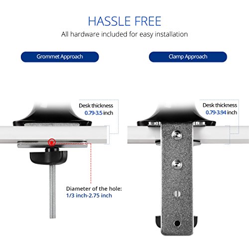 2 in 1 FLEXIMOUNTS L01 Laptop Desk Mount for 11-17.3 inch laptop with Notebook tray or 10-27 inch computer monitor with Swivel Gas Spring arm,With Clamp or Grommet Desktop Support - Thumbnail 5