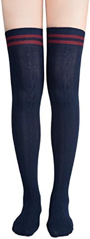Stockings Women's Extra Long Over Knee High Socks (1 Pair) (Navy-2)