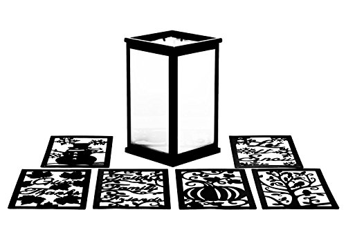 ReLive Flameless 3 Season LED Lantern Includes Twelve Magnetic Seasonally Themed Panels
