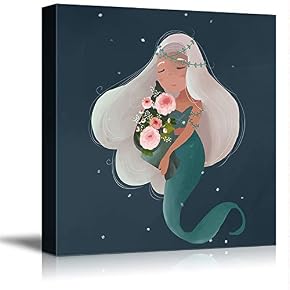 NWT Canvas Wall Art Cartoon Beautiful Mermaid Painting...
