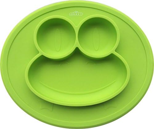 Skaxi Kids Placemat + 1 Baby Spoon - BPA Free, Food Grade Silicone Placemat - All-In-One Placemat with Plate for Babies, Infants, Toddlers, Kids (Green)