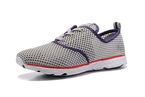 Kenswalk Women's Aqua Water Shoes Lightweight Slip On Walking Shoes(US  Grey 2017)