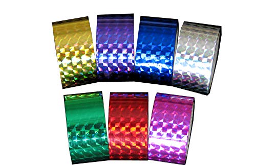 Decorating Adhesive Prism Laser Tape - 1 in. (1.0") X 50 Ft. 7 Color Set for Sport Hoop Hula Hoop, Baton Tape, Reflective Prismatic Adhesive Tape Roll. Safety Glare Tape - Thumbnail 4