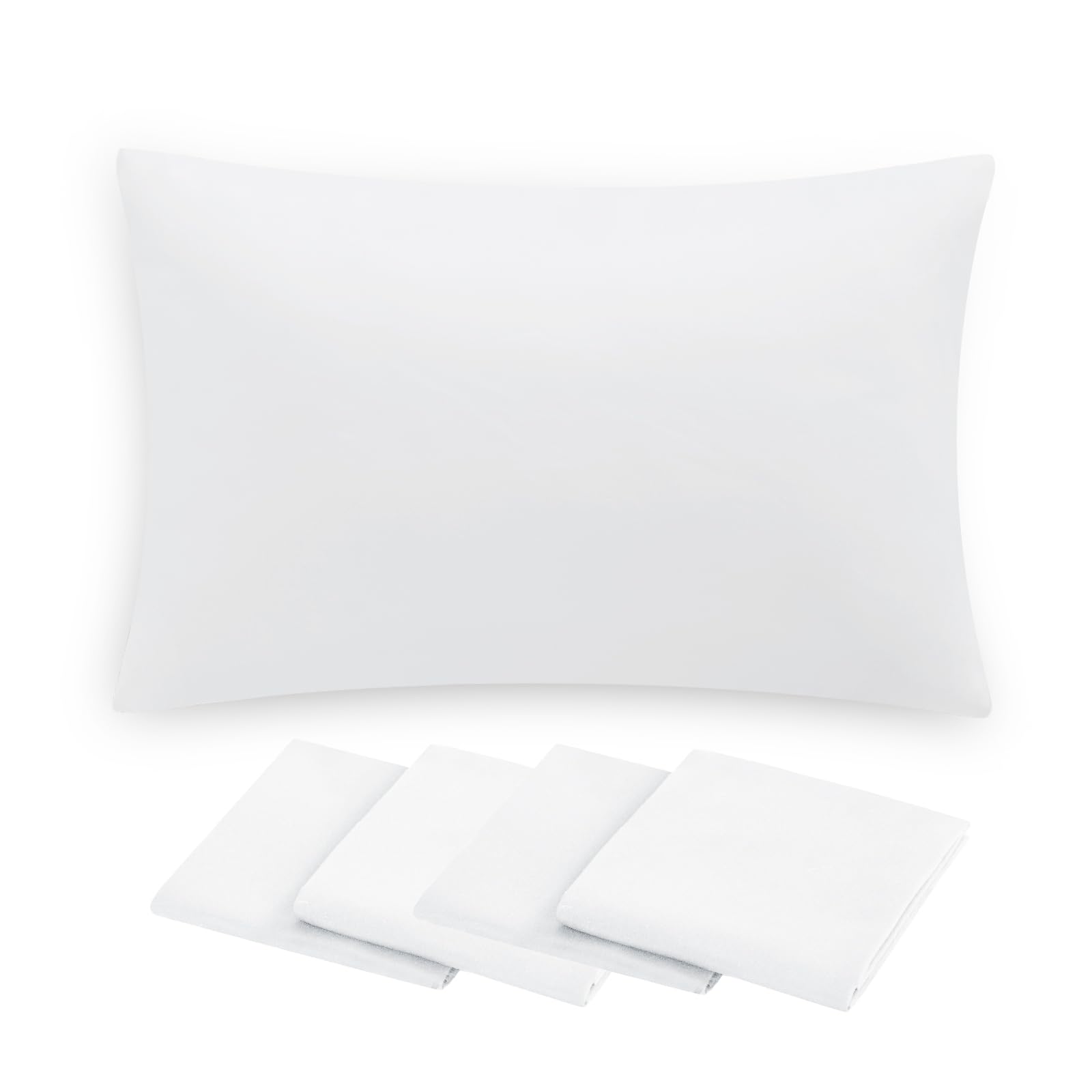 Aisbo White Pillow Cases 4 Pack - Standard Plain Pillowcases Set of 4, Soft Microfiber Pillow Cover with Envelope Closure 50x75 cm