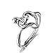 YFN Sterling Silver Treble Clef Bass Heart Music Note Open Ring, Adjustable Size 7-9