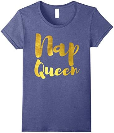 Womens Nap Queen T-shirt - Funny Gift Tee Medium Heather Blue