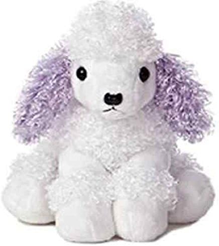 Stuffed Plush White Dog Toy - Stuffed Plush Animal 8 Inch White Dog Suitable For Babies and Children - Perfect Birthday Gifts - Toy Doll for Kids and Toddlers (White Purple Petite Poodle Dog)