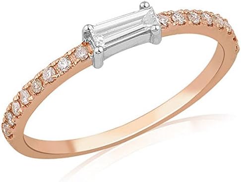 8k-14k-18k Solid Gold Wedding engagement ring, baguette ring, half tour with baguette solitaire ring, rose gold baguette, baguette solitaire ring