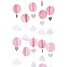 Hot Air Balloon 3D Paper Garland Baby Room Nursery Decor, Baby Shower (5 Individual Strands, 3 Ft Long Per Strand) - Pink, White & Gold Glitter
