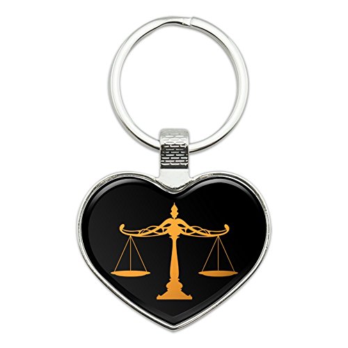 Scales Of Justice Legal Lawyer Heart Love Metal Keychain Key Chain Ring