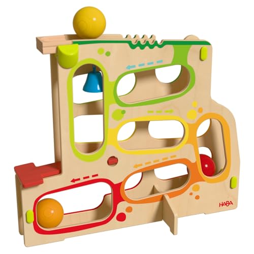 HABA Kullerrum 2012251001 Marble Run for Children from 1 Year - with 3 Large Balls and Interactive Elements, Can Be Combined with All Kullerbü Tracks
