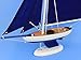 Hampton Nautical Wooden Bermuda Sloop Dark Blue Model Sailboat Decoration 17