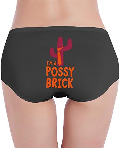 Custom Women's Cute Low-Waist Traceless I'm Possy Brick Poster Bikinis Panty Black XL