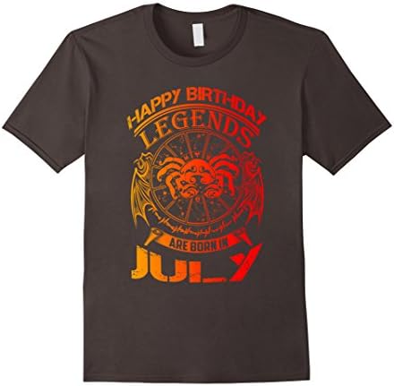Mens Happy Birthday - Zodiac - Legends are born in July T-Shirt Large Asphalt