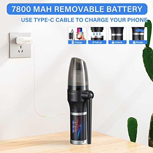 Electric Dust Blower & Electric Vacuum Cleaner, 77000 RPM Air Blower, 2 Speeds Compressed Air Duster for Computer, Keyboard, Car, Battery Can Be Removed and Charged