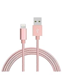 Newyht - Cable de carga USB trenzado de nailon para teléfono XS, XS, Max XR X, 8 8 Plus, 7 7 Plus, 6 6 Plus, 5 y 5S, color rosa