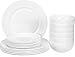 18-Piece White Flat Edge Dinner Set - Dishwasher Safe Opal Glassware