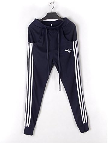 MONOTELE Men's Fashion Korean Casual Skinny Jogging Harem Striped Mid Waist Cotton Loose Pants (Blue size:L)