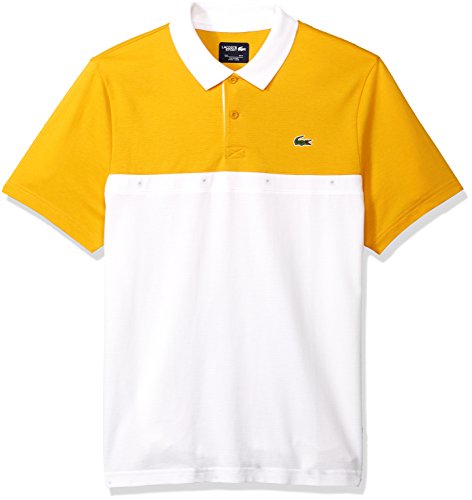 Lacoste Men's Short Sleeve Super Light with Colorblock Eyelets Polo, YH3130, White/Buttercup, XX-Large