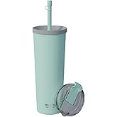 asobu Ocean Stainless Steel Tumbler with Flexible Straw Lid | Insulated Water Bottle for Ice Coffee, Cold Brew | Flip Open Lid for Hot Tea and Coffee | Reusable Travel Cup 27 Ounce (Mint)